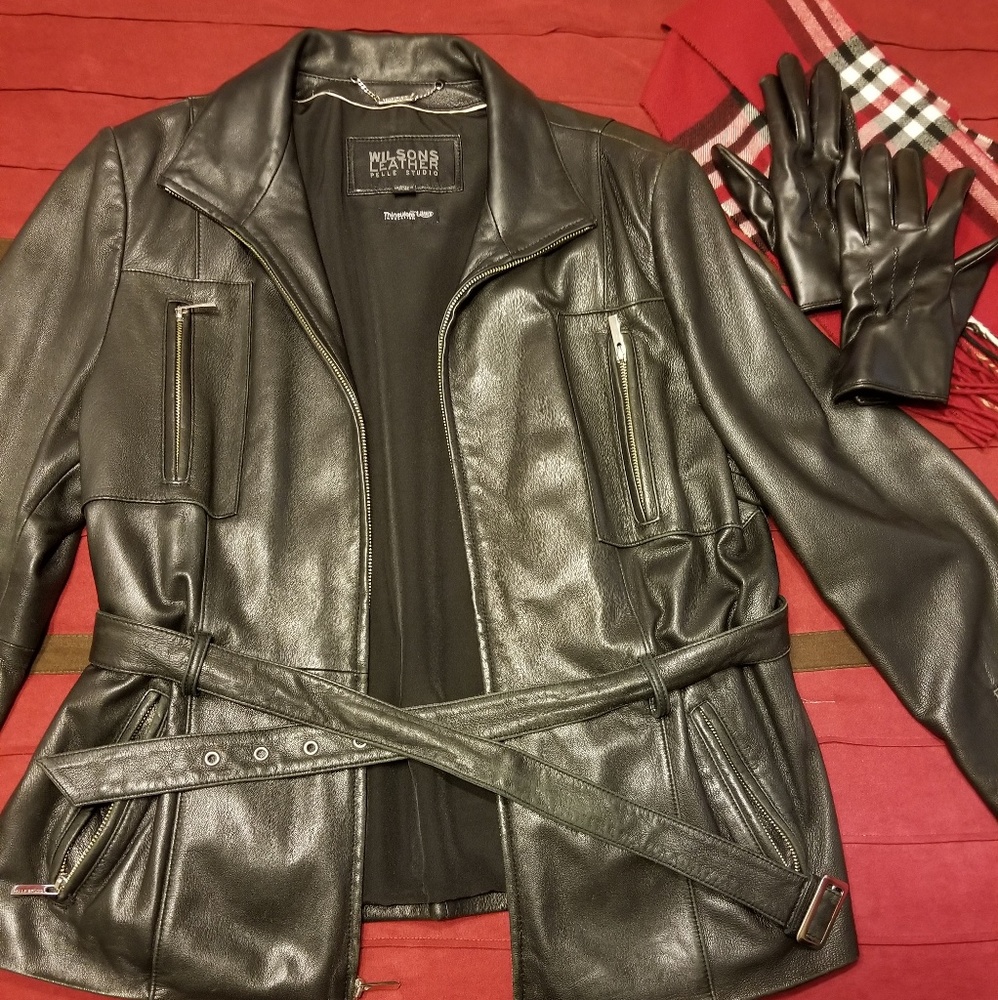 Wilsons Pelle Leather zip front coat XL